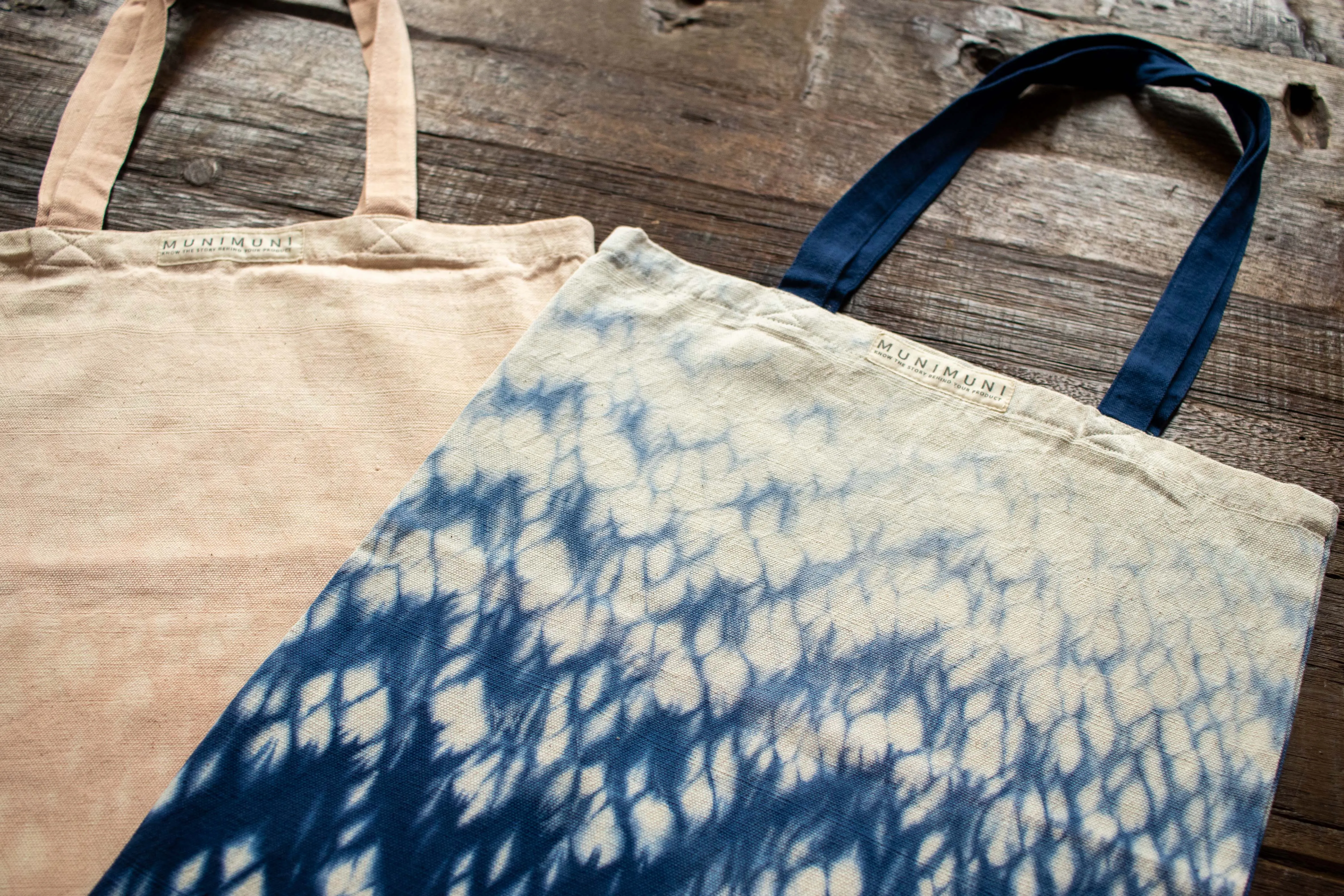 Tie Dye Tote Bag Small - Raindrop Indigo Blue
