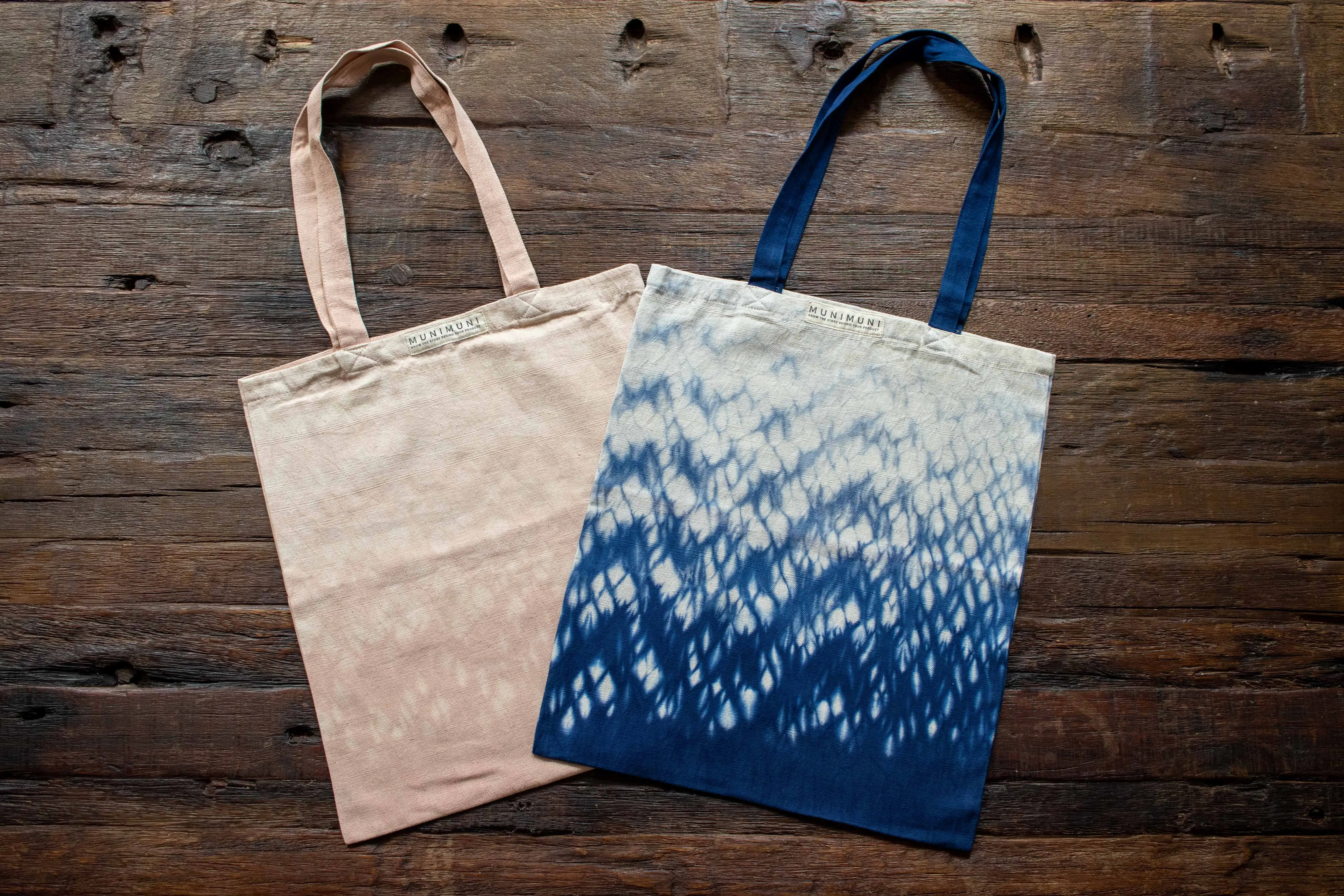 Tie Dye Tote Bag Small - Raindrop Indigo Blue