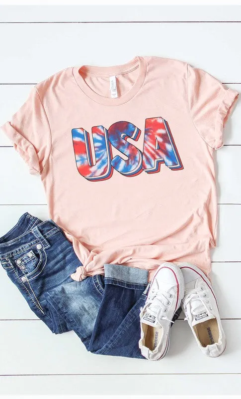 Tie Dye USA Plus Size Graphic Tee