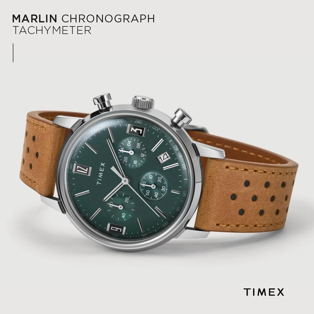 Timex Marlin Chronograph Tachymeter 40mm Men’s Analog Watch | Retro Design | 50M Water Resistance