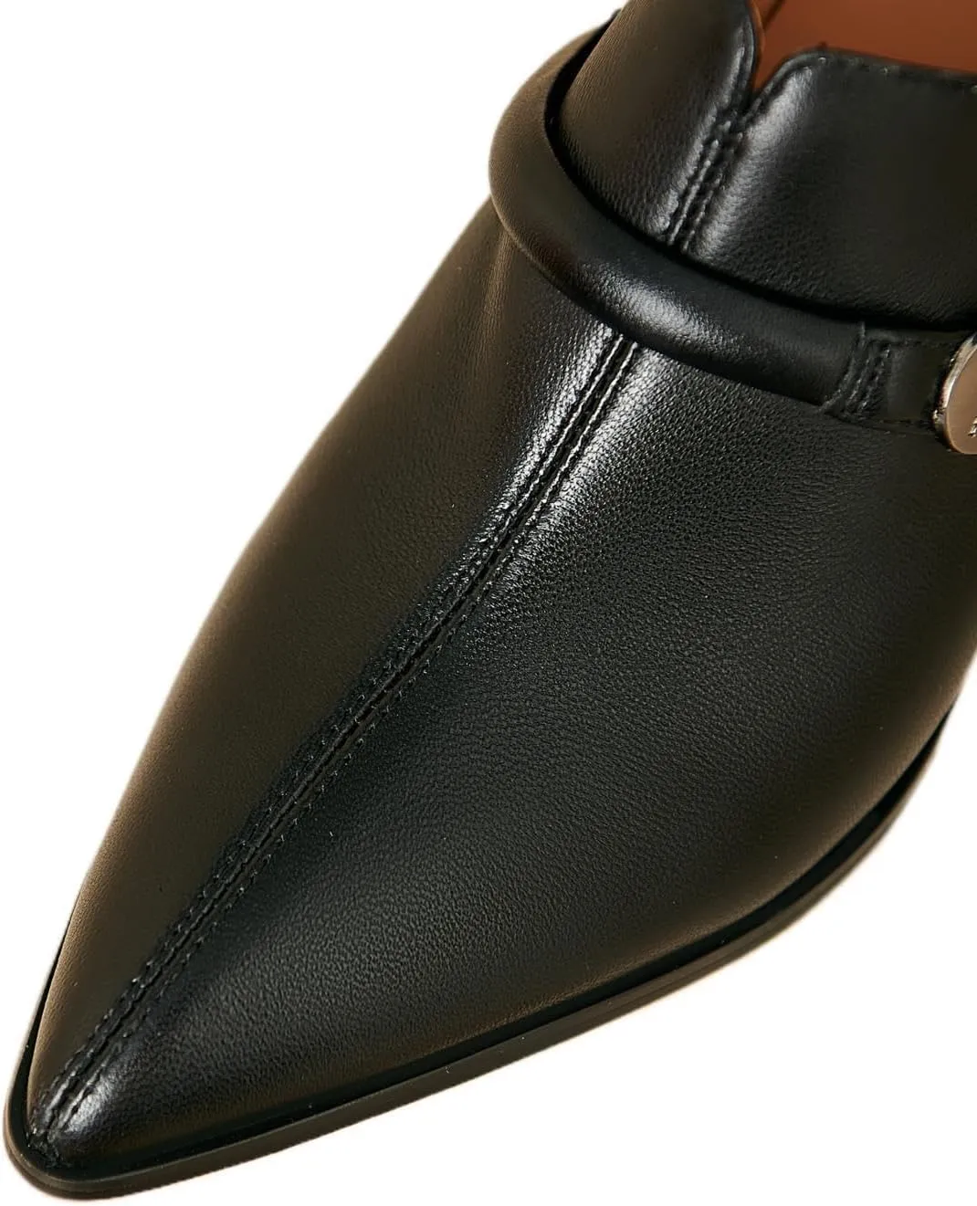 TinaCus Women's Genuine Leather Pointed Toe Side Zip Mid Block Heel Pumps Shoes