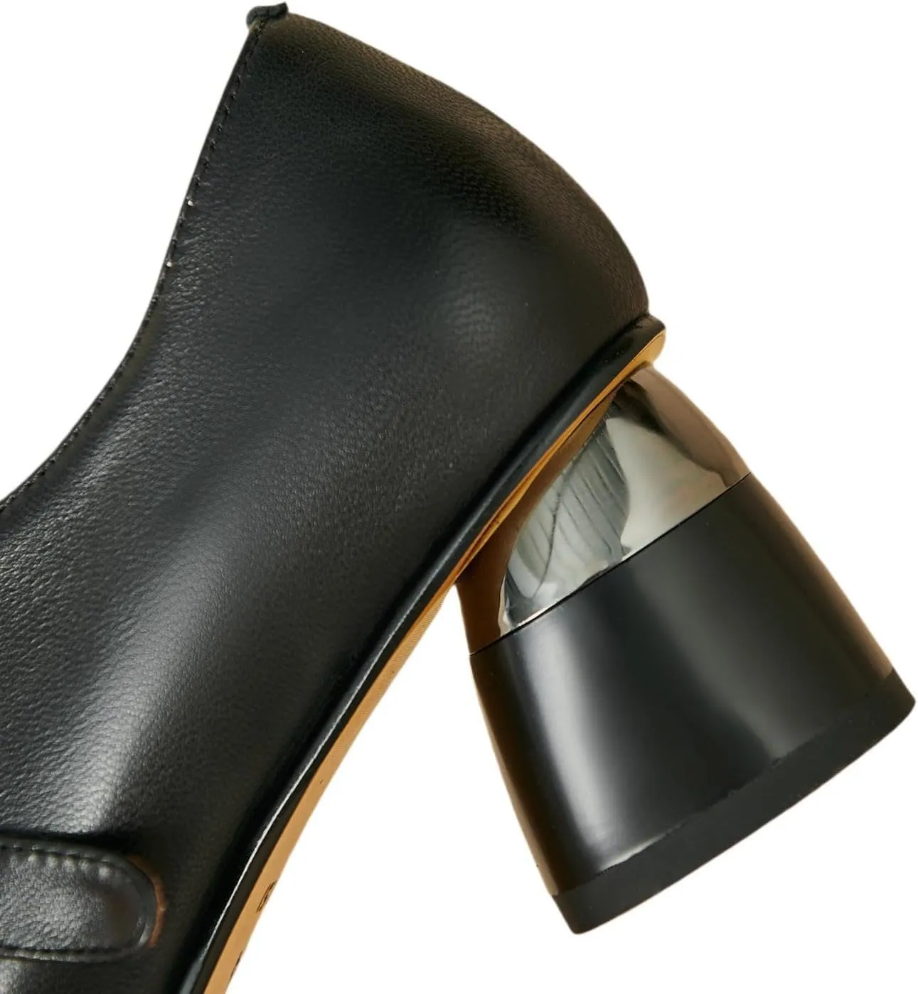 TinaCus Women's Genuine Leather Pointed Toe Side Zip Mid Block Heel Pumps Shoes