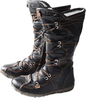 TMA EYES Snake-Embossed Leather and PU Upper Women's Tall Boot