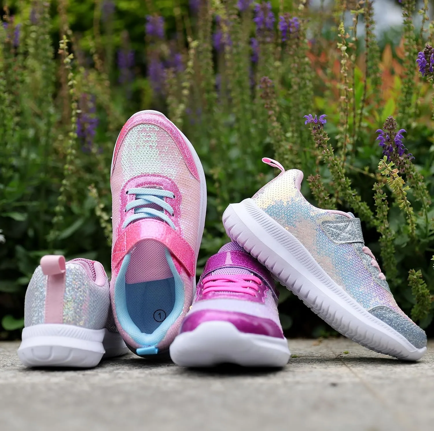 Toandon Toddler Kids Sneakers Sparkle Fashion Glitter Sequins Canvas Shoes