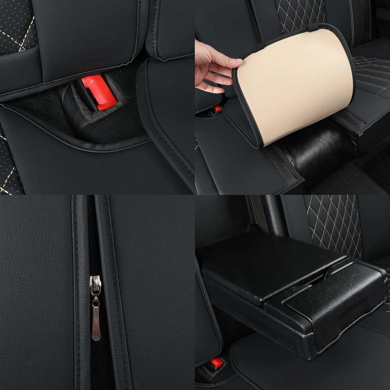 Tomatoman Leather Car Seat Covers Compatible with Infiniti EX35 Waterproof Dustproof Universal Fit Airbag Safety(Full Set/Black Gold)