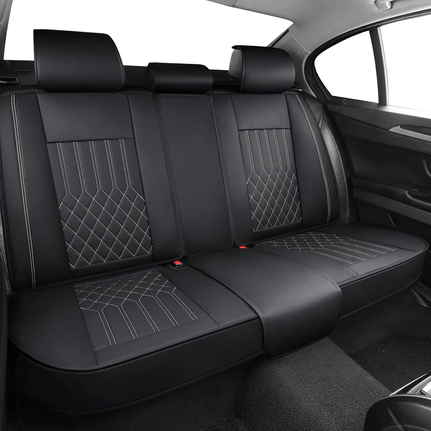 Tomatoman Leather Car Seat Covers Compatible with Infiniti EX35 Waterproof Dustproof Universal Fit Airbag Safety(Full Set/Black Gold)