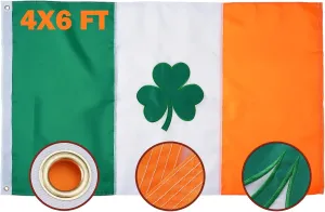 TOPFLAGS Irish Shamrock Flag 4x6 Feet, Heavy Duty Ireland Republic Flags Sewn Stripes Large Flags Heavy Duty for St Patricks Day with 2 Brass Grommets 4 Stitching Rows Outdoor Vivid Color