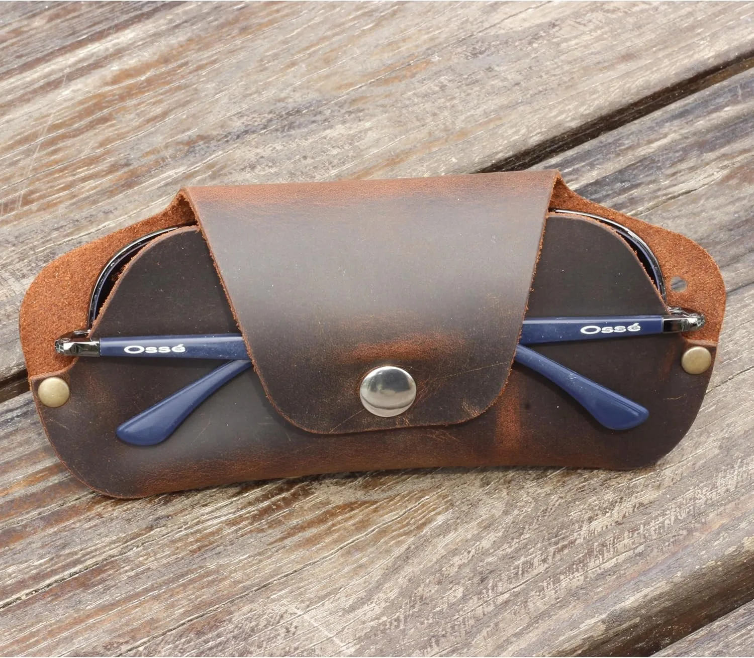Toprank Leather Eyeglass Case - Handmade Slim Sunglasses Holder, Genuine and Universal Fit for Men and Women