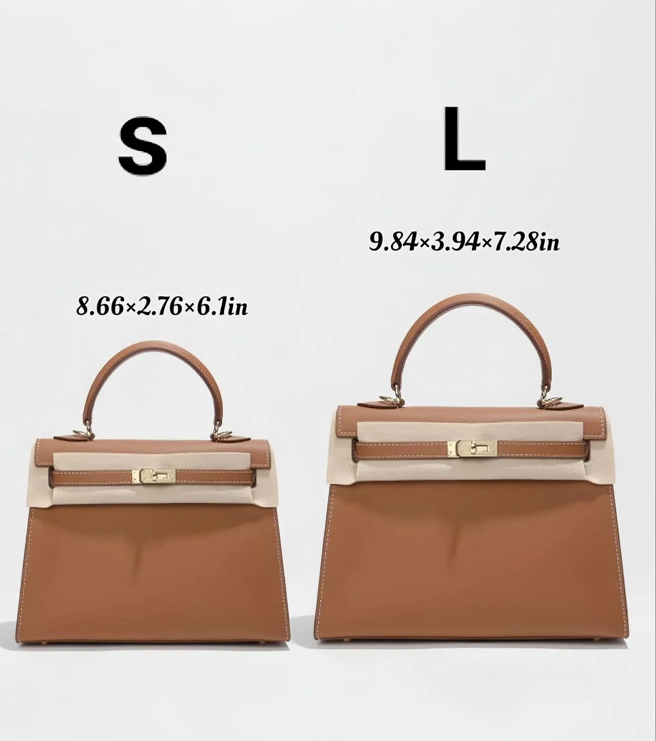 Tote Bag for Women, Genuine Leather Lychee Grain Handbag with 2 Adjustable Straps, Shoulder & Crossbody Purse (Small/Large)