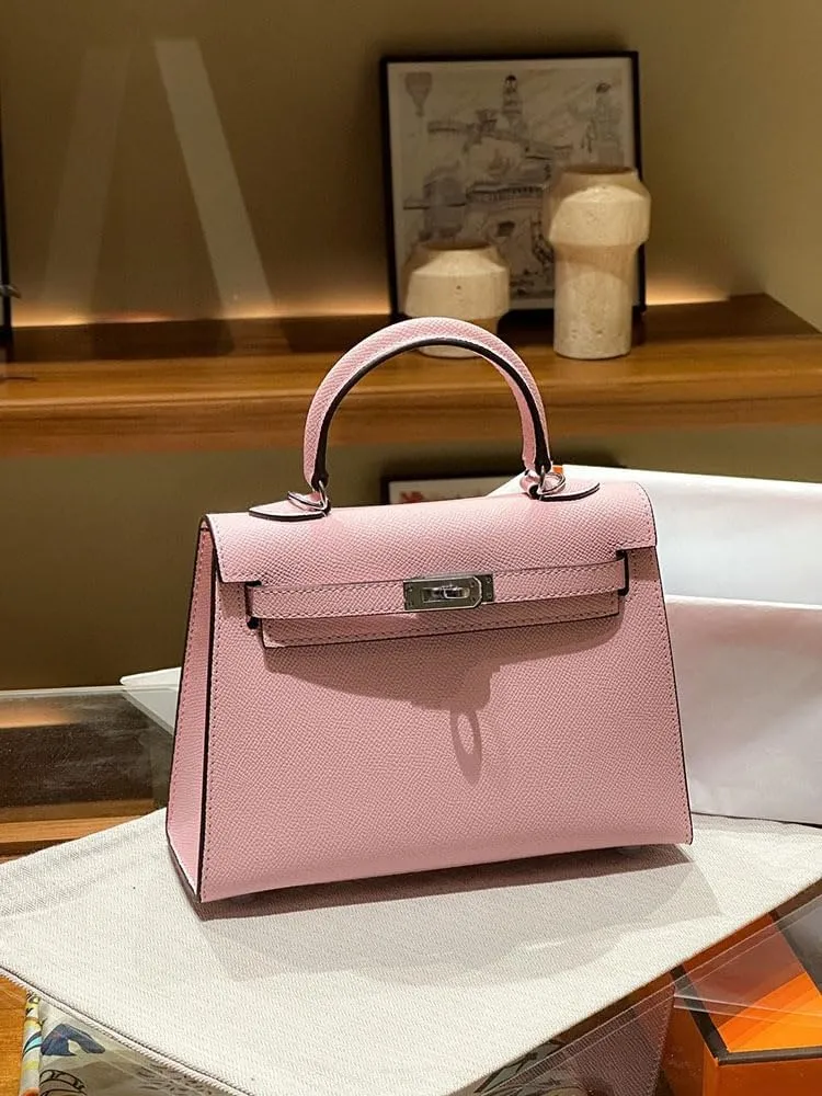 Tote Bag for Women, Genuine Leather Lychee Grain Handbag with 2 Adjustable Straps, Shoulder & Crossbody Purse (Small/Large)