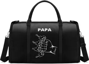 Travel Duffle Bag - Personalized Leather Foldable Travel Bag First Bump, Gifts For Dad, Mom On Father's Day, Christmas, Birthday (Fabric, Hand Bump Black)