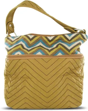 Travelon Quilted Nylon Zip-Top Train Case Tan/Zig Zag Pattern