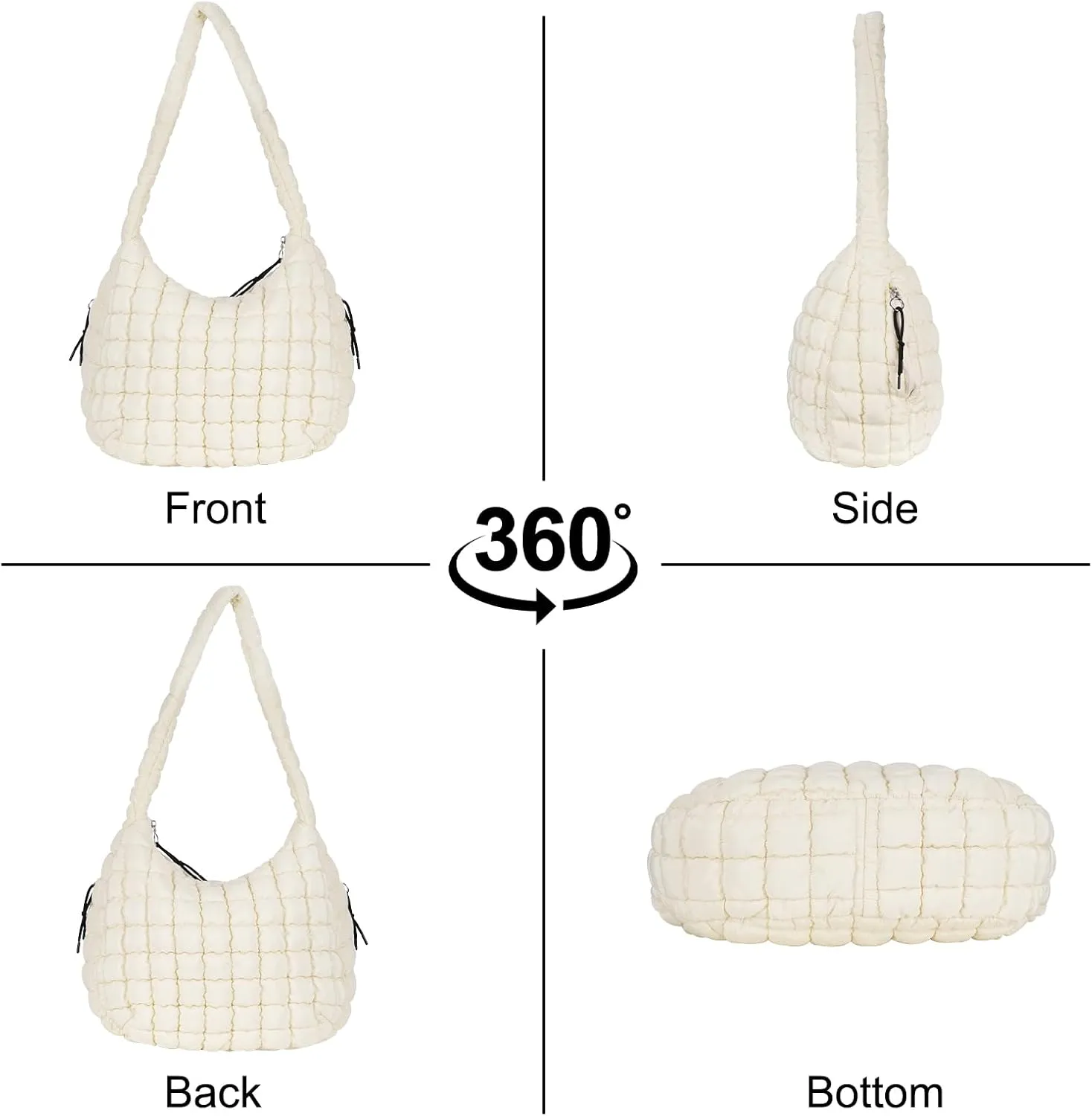 TRBSXRT Quilted Puffer Crossbody Bag and Purse for women - Cotton Padding Satchel Handbag Hobo Shoulder Bag