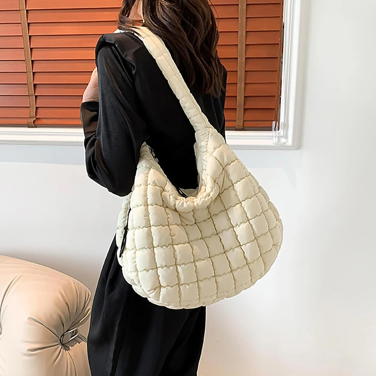 TRBSXRT Quilted Puffer Crossbody Bag and Purse for women - Cotton Padding Satchel Handbag Hobo Shoulder Bag