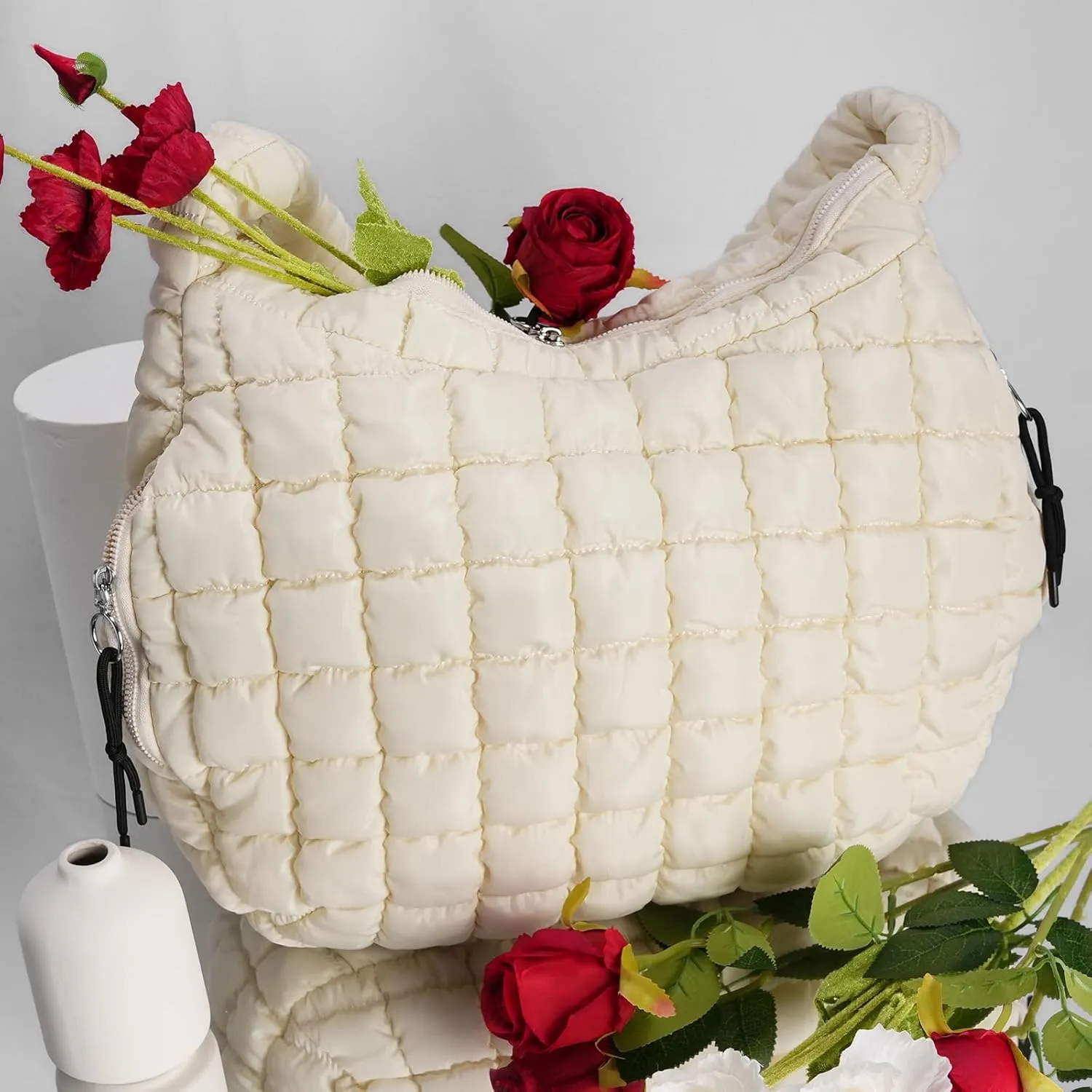 TRBSXRT Quilted Puffer Crossbody Bag and Purse for women - Cotton Padding Satchel Handbag Hobo Shoulder Bag