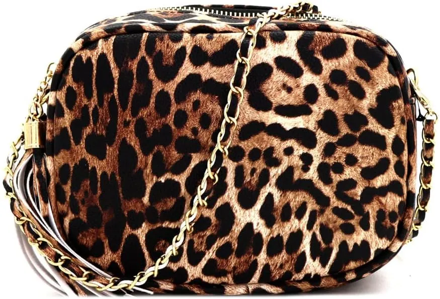 Trendeology Girls Womens Leopard Snake Zebra Print Faux Leather Square Crossbody Bag Purse