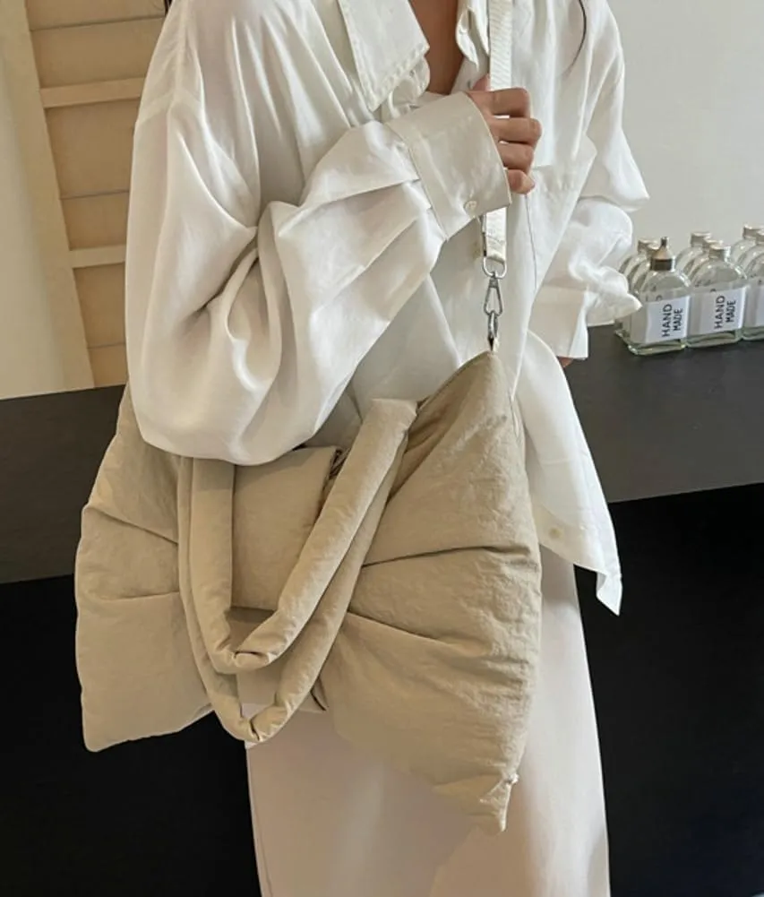 Trendy Bow-tie Shoulder Bag for Women Fashionable Purse Adjustable Hobo Crossbody Bag Nylon Adjustable Shopping Handbag
