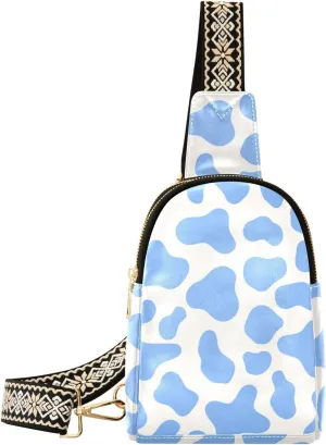 trendy Cow Prints Blue Pastel travel sling bag cute fanny pack cross body for travel