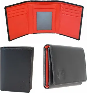 Trifold Premium Leather Wallet for Men with RFID Blocking (Black Red)