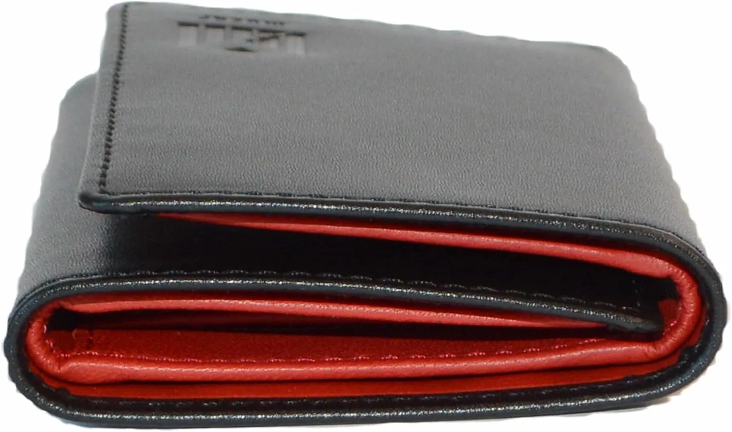 Trifold Premium Leather Wallet for Men with RFID Blocking (Black Red)