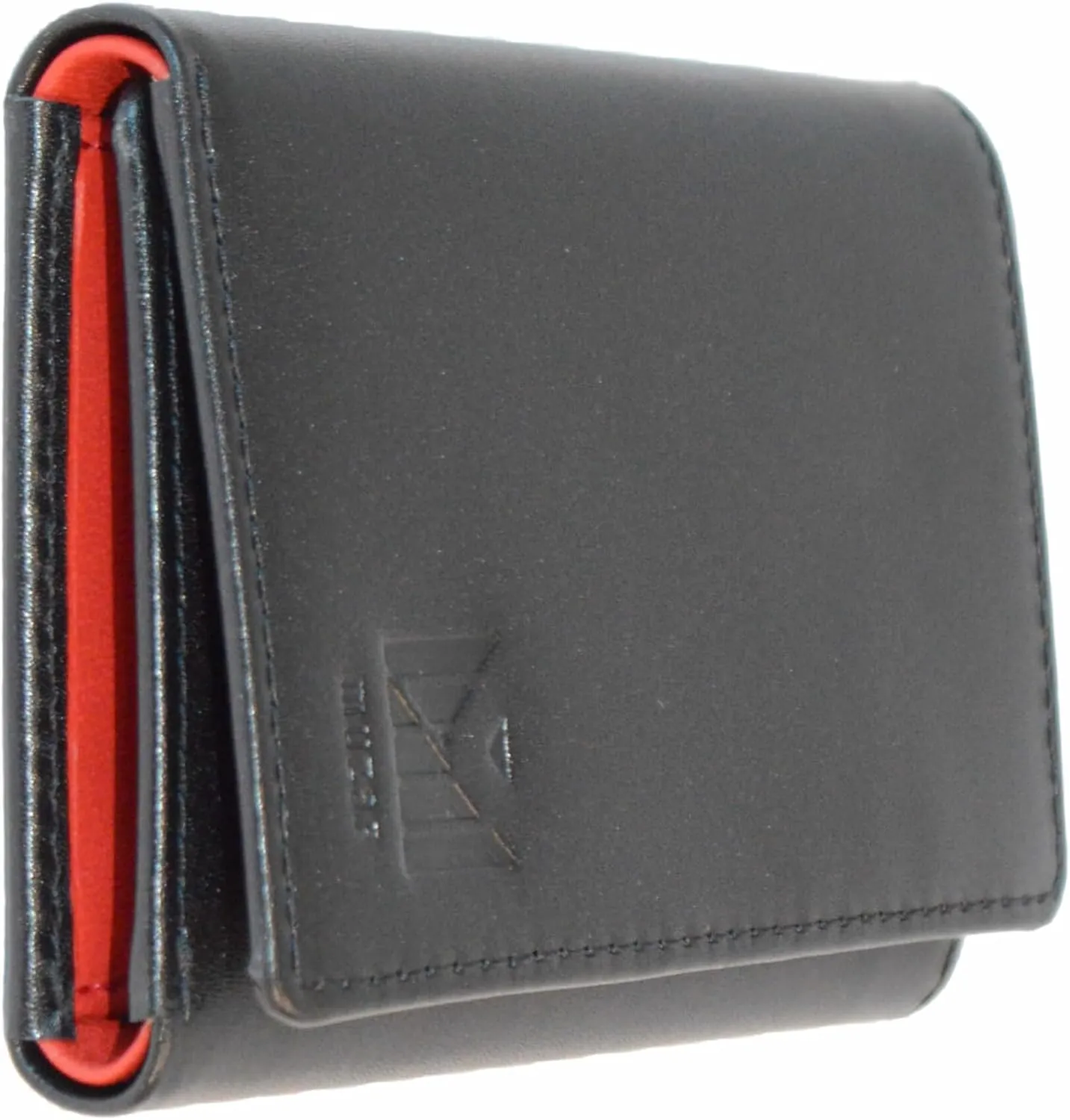 Trifold Premium Leather Wallet for Men with RFID Blocking (Black Red)
