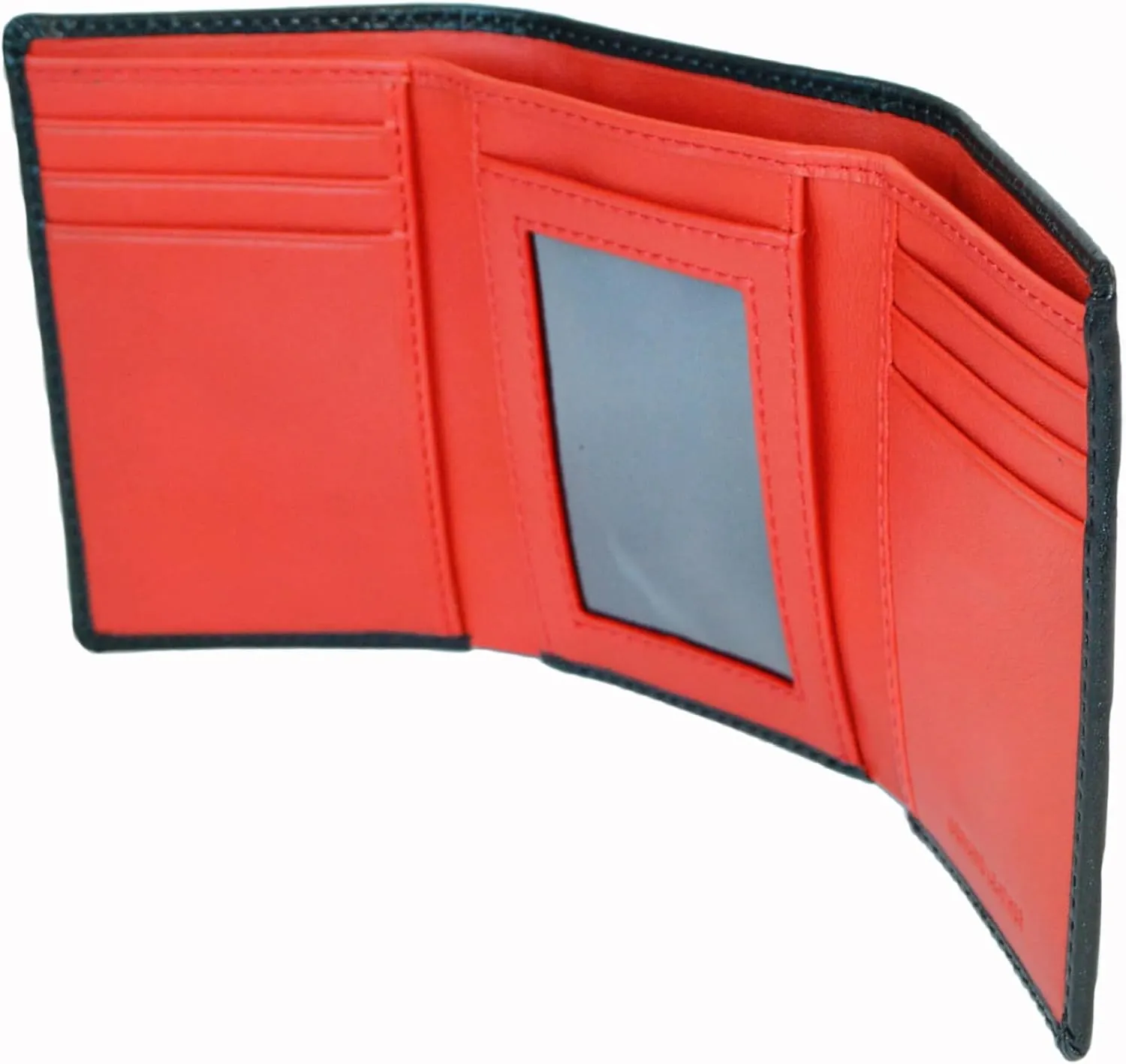 Trifold Premium Leather Wallet for Men with RFID Blocking (Black Red)