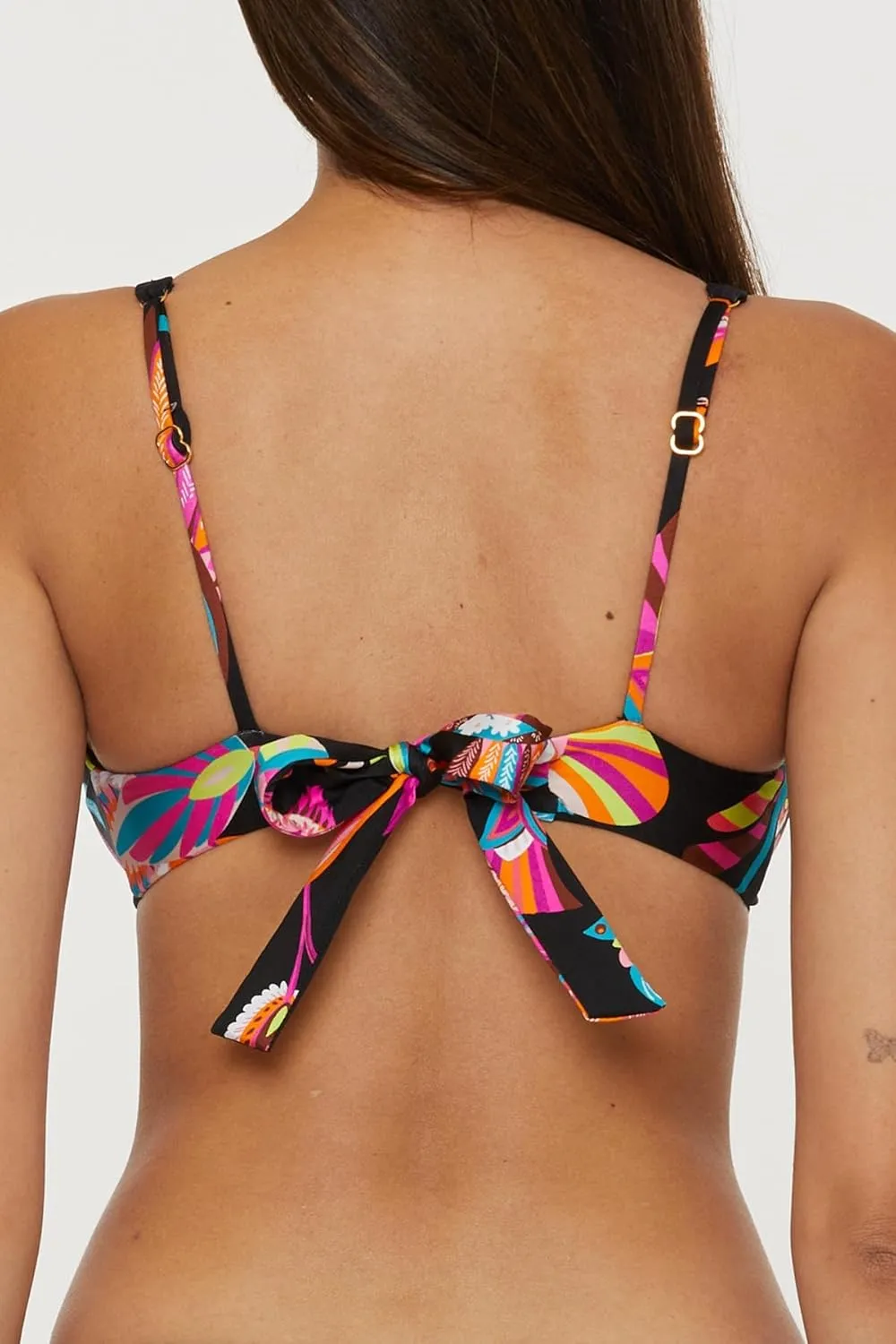 Trina Turk Women's Luminary Knot Halter Bikini Top, Floral Print, Adjustable, Tie Back, Swimwear Separates