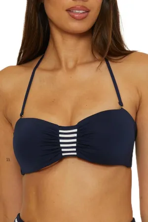 Trina Turk Women's Monaco Tab Bandeau Bikini Top, Adjustable, Tie Back, Swimwear Separates