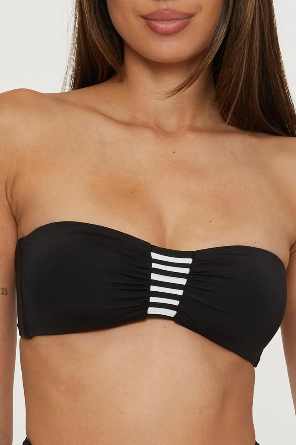 Trina Turk Women's Monaco Tab Bandeau Bikini Top, Adjustable, Tie Back, Swimwear Separates