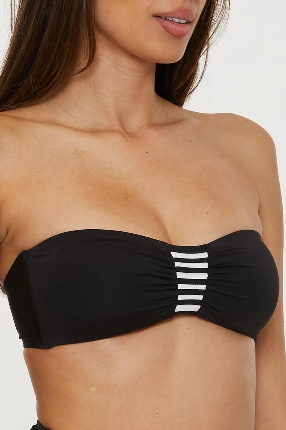 Trina Turk Women's Monaco Tab Bandeau Bikini Top, Adjustable, Tie Back, Swimwear Separates
