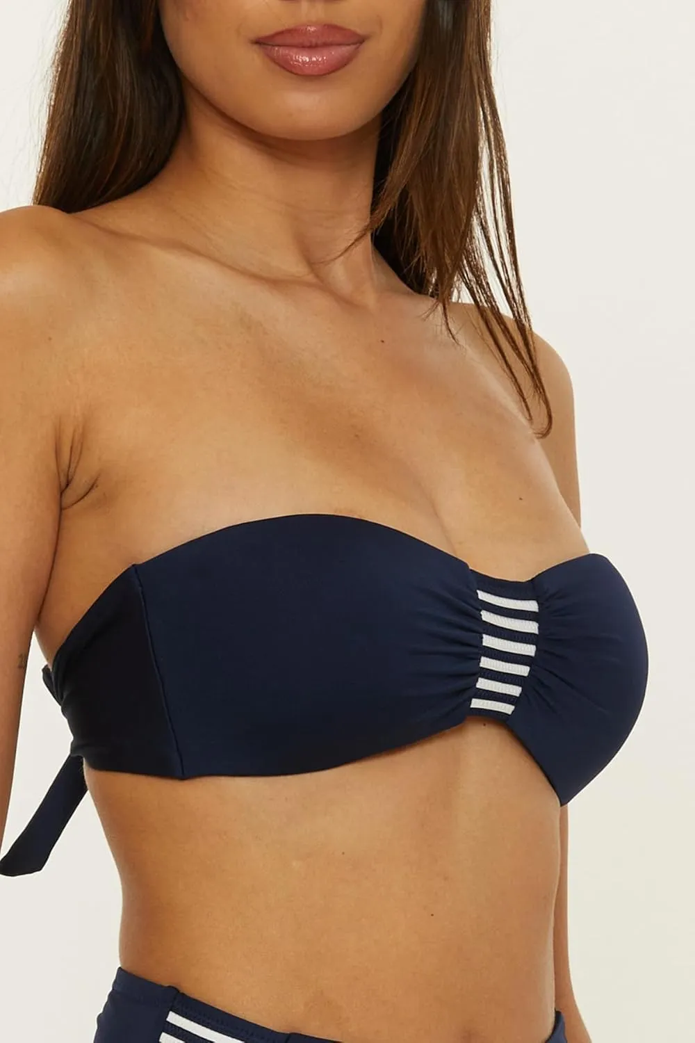 Trina Turk Women's Monaco Tab Bandeau Bikini Top, Adjustable, Tie Back, Swimwear Separates