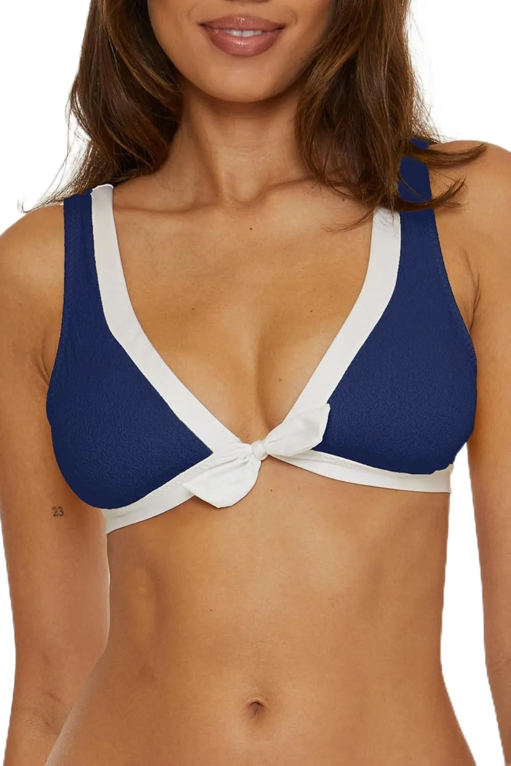 Trina Turk Women's Standard Courtside Banded Bikini Top, Front Tie Closure, Swimwear Separates