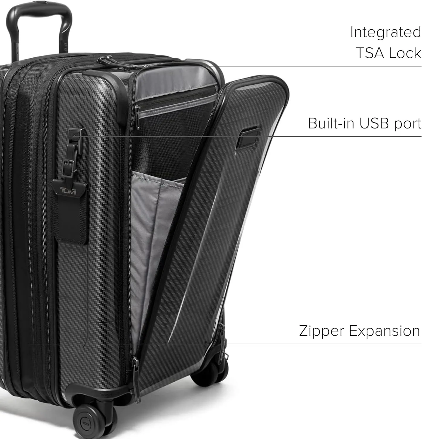 TUMI - Tegra-Lite 4 Wheel Luggage - Highly Durable Suitcase, Flexible Shell, Sleek and Lightweight Men's and Women's Expandable Rolling Bag - International, Black Graphite