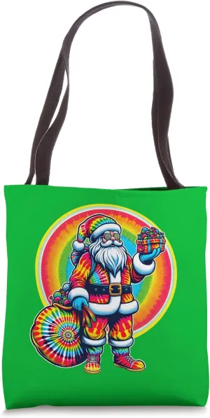 Tye Dye Style Christmas Santa Clause Groovy 60's Vintage Tote Bag