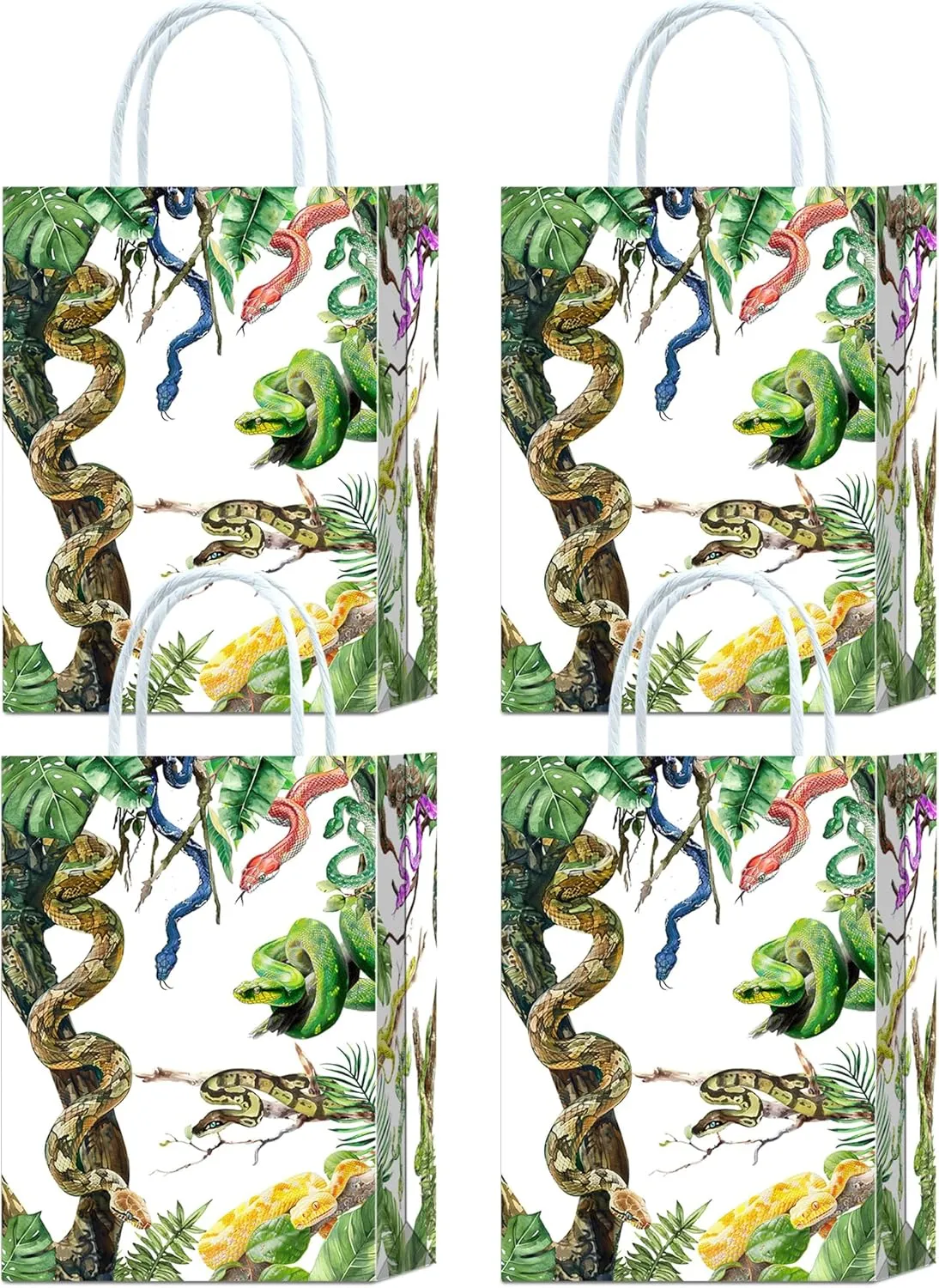 Tyndallrays 16 Pieces Snake Goodie Bags for Snake Birthday Party Supplies,Snake Gift Snacks Treat Candy Favors Bags for Kids Adults Reptile Theme Party Decorations