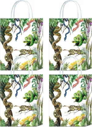 Tyndallrays 16 Pieces Snake Goodie Bags for Snake Birthday Party Supplies,Snake Gift Snacks Treat Candy Favors Bags for Kids Adults Reptile Theme Party Decorations