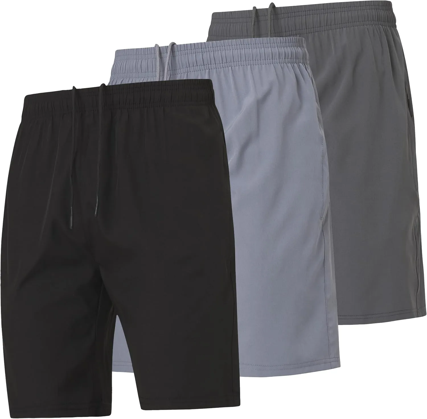 Ultra Performance Gym Shorts Men 3 Pack Mens Nylon Stretch Athletic Running Shorts for Men with Zipper Pockets 6 “ Inseam