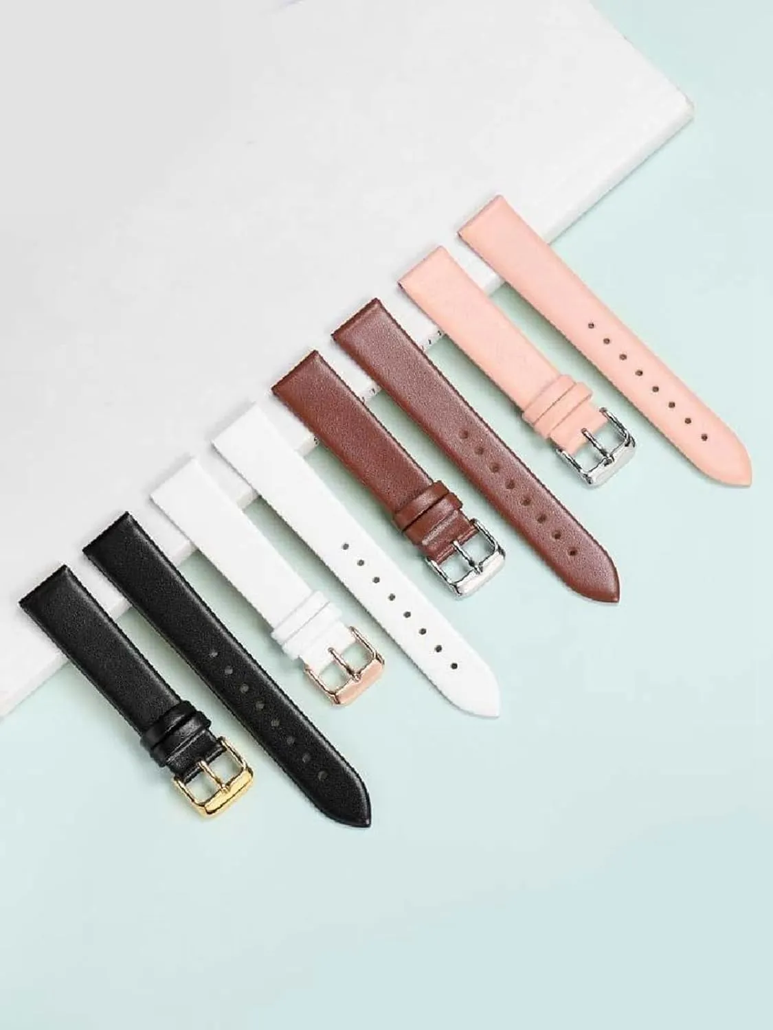 Ultra-Thin Leather Watch Strap with Butterfly Clasp 12-24mm