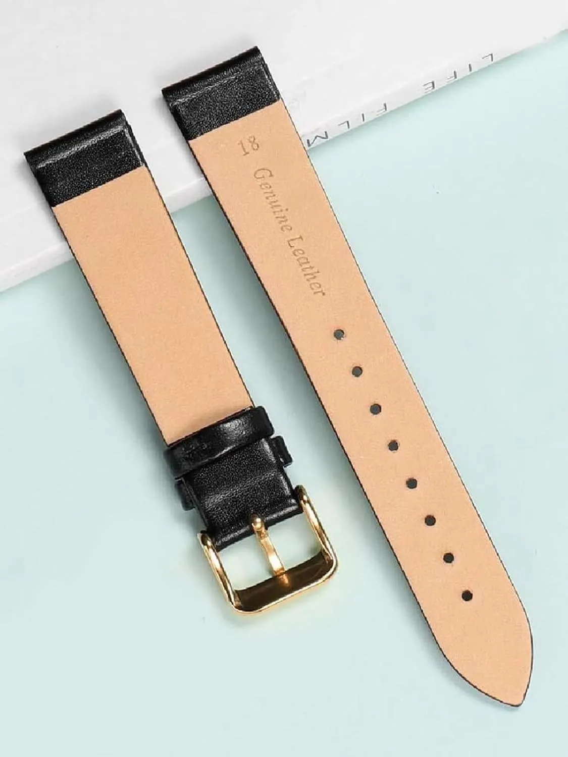 Ultra-Thin Leather Watch Strap with Butterfly Clasp 12-24mm