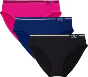 Umbro Women's Seamless Bikini Panties 3 Pack - Princess Blue/Pink Glo Assorted - Medium