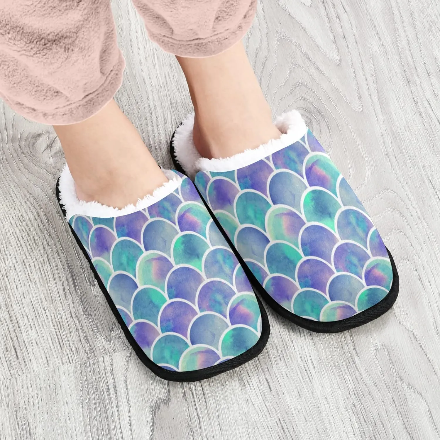 Unisex Slippers Fuzzy Feet Plush Cotton Slippers Anti-Slip Warm House Shoes M/L