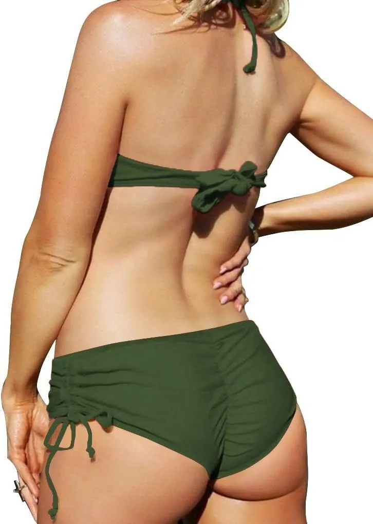 Upopby Women's Sexy Boyshort Bikini Bottom Side Tie Cheeky Swimsuit Bottoms Ruched Tankini Swim Shorts