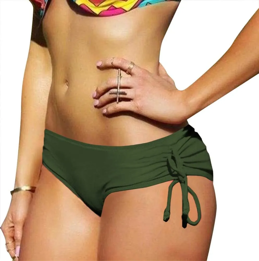 Upopby Women's Sexy Boyshort Bikini Bottom Side Tie Cheeky Swimsuit Bottoms Ruched Tankini Swim Shorts