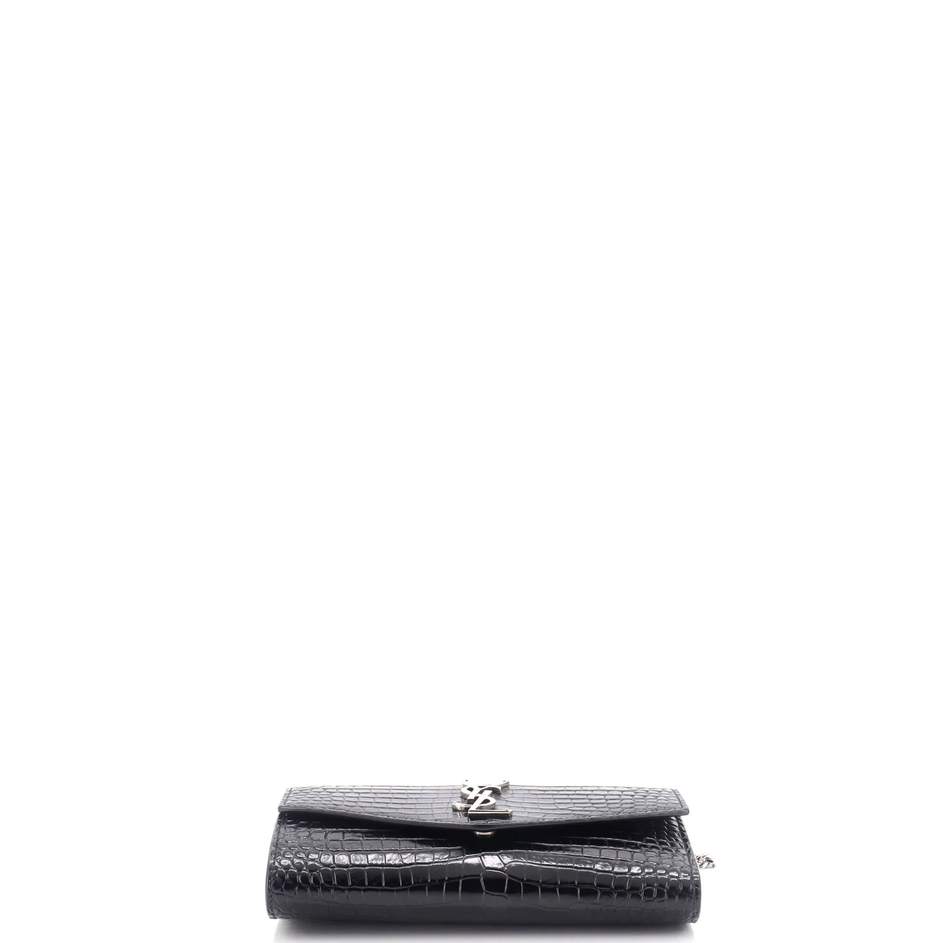 Uptown Chain Wallet Crocodile Embossed Leather