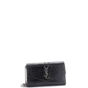 Uptown Chain Wallet Crocodile Embossed Leather