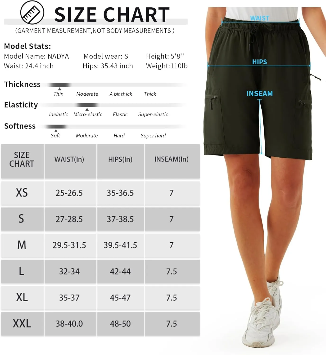 URBEST Women's Hiking Cargo Shorts Quick Dry Lightweight Summer Shorts for Women Outdoor Travel Golf Active