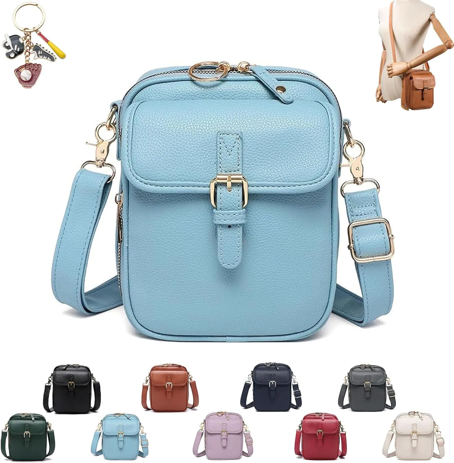 Urvash Crossbody Leather Bag for Women, Adjustable Shoulder Strap, Multi-Slot Multifunctional Large Capacity Bags