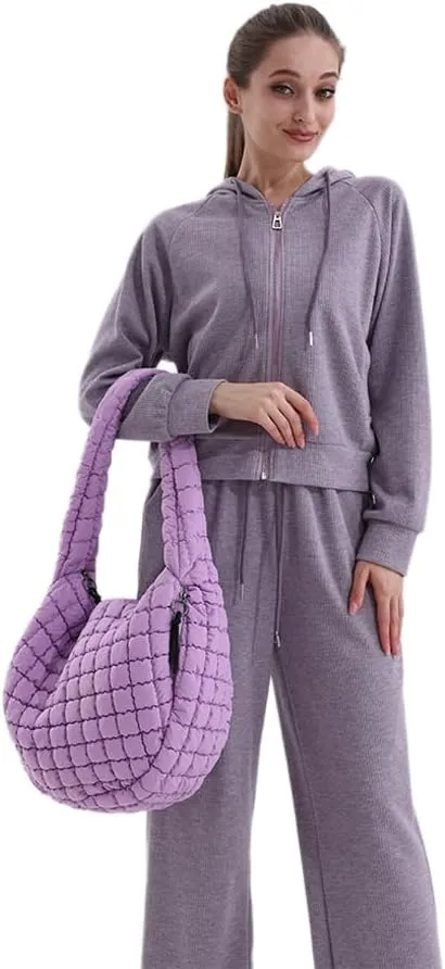 VAKAER Puffer Tote Bag for Women Quilted Crossbody Large Hobo Carryall Lightweight Padded Shoulder Bag for Travel Work