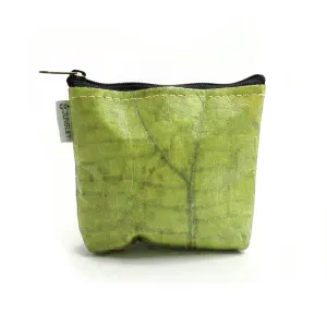 Vegan Teak Leaf Leather Straight Edge Coin Bag