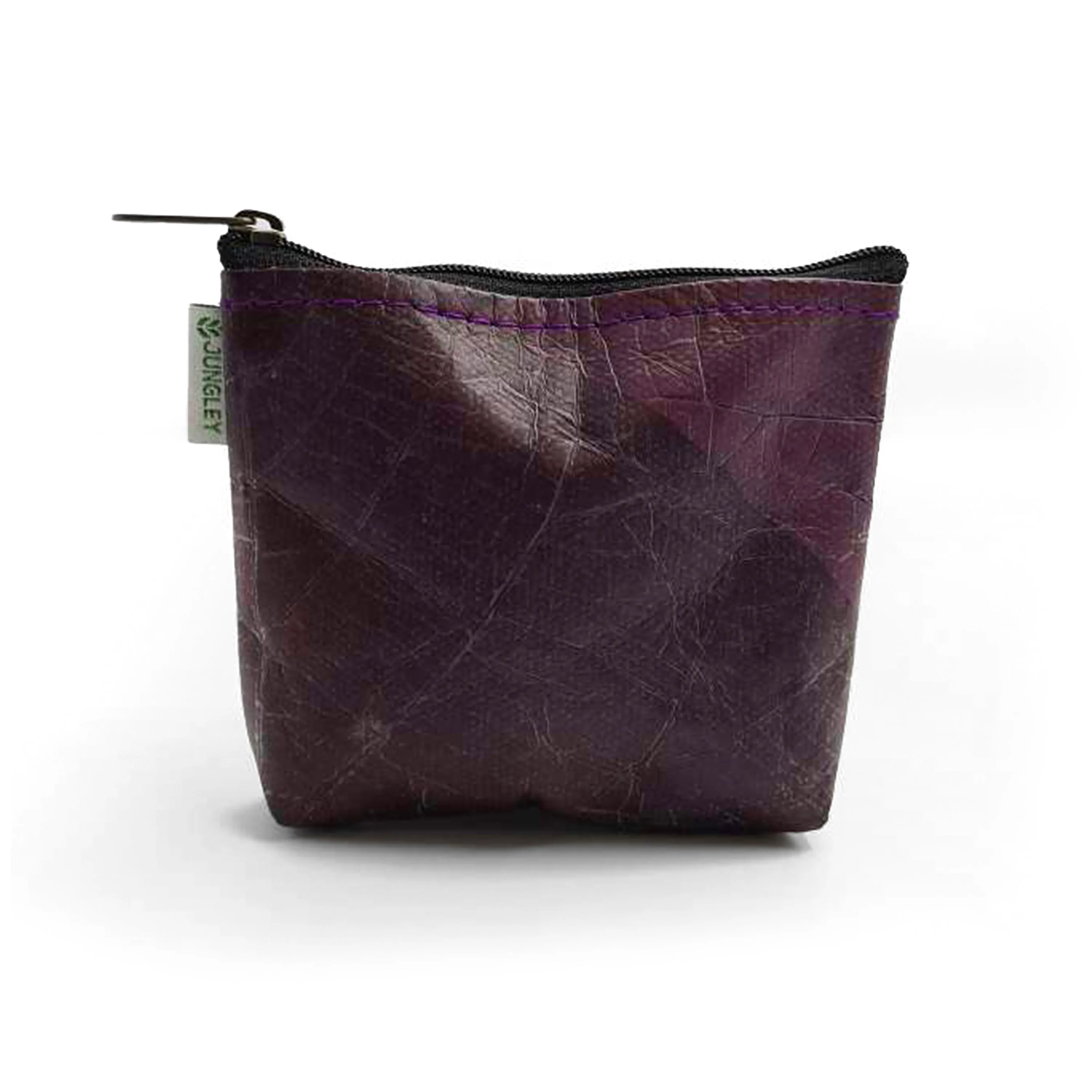 Vegan Teak Leaf Leather Straight Edge Coin Bag